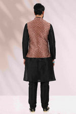 Thumbnail for Raivat Ethnic Jacquard Banarasi Silk Woven Work 3 Pics Jacket Set In Maroon Colour - Distacart