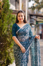 Thumbnail for Rama Poly Georgette Ethnic Motifs Saree with Unstitched Blouse - A2M - Distacart
