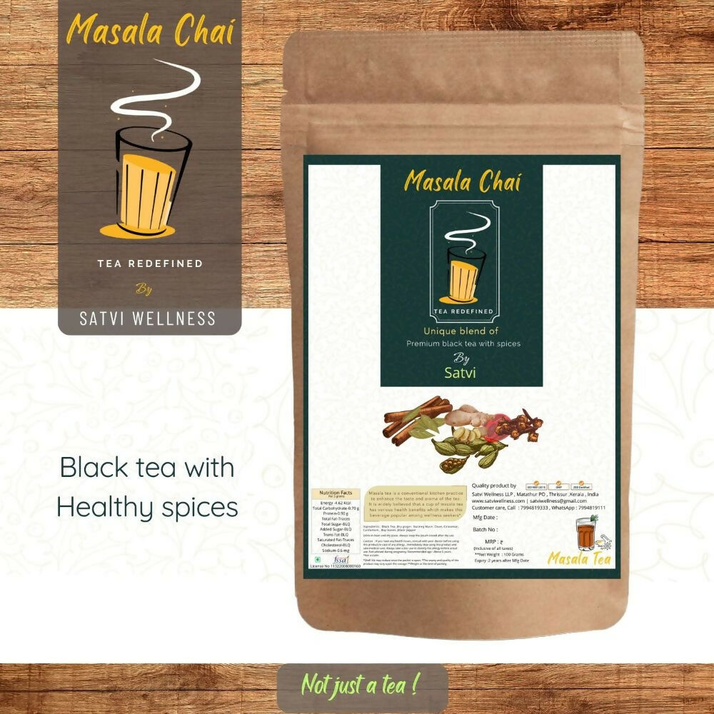 Satvi Wellness Masala Chai | Masala tea | Black tea with spices and herbs | Karak tea - Distacart