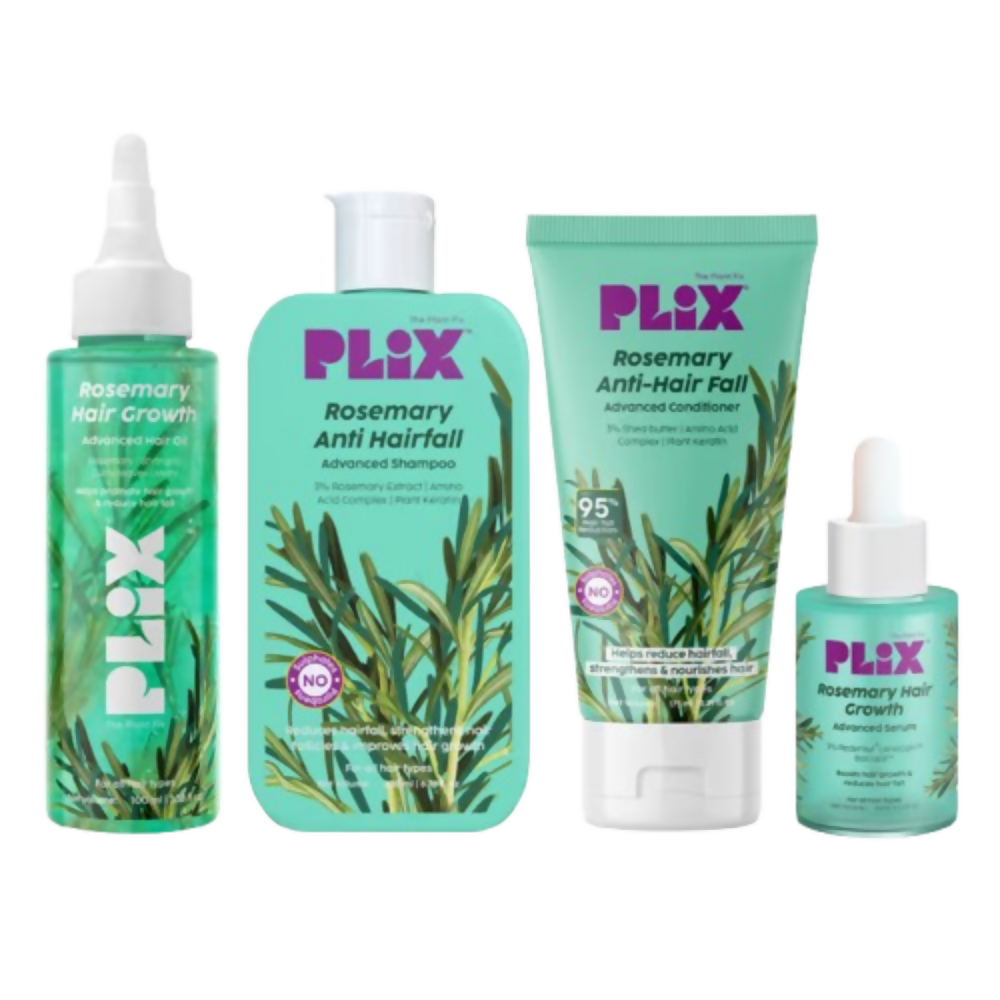 PLIX The Plant Fix Rosemary Anti Hairfall Kit - Hair Oil, Shampoo, Conditioner & Serum - Distacart
