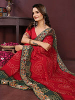 Thumbnail for Ai Fashion Red Georgette Digital Print Party Wear Saree