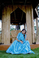 Thumbnail for Partywear Designer Sky Blue Jamdani contton Fancy Saree - Starwalk - Distacart