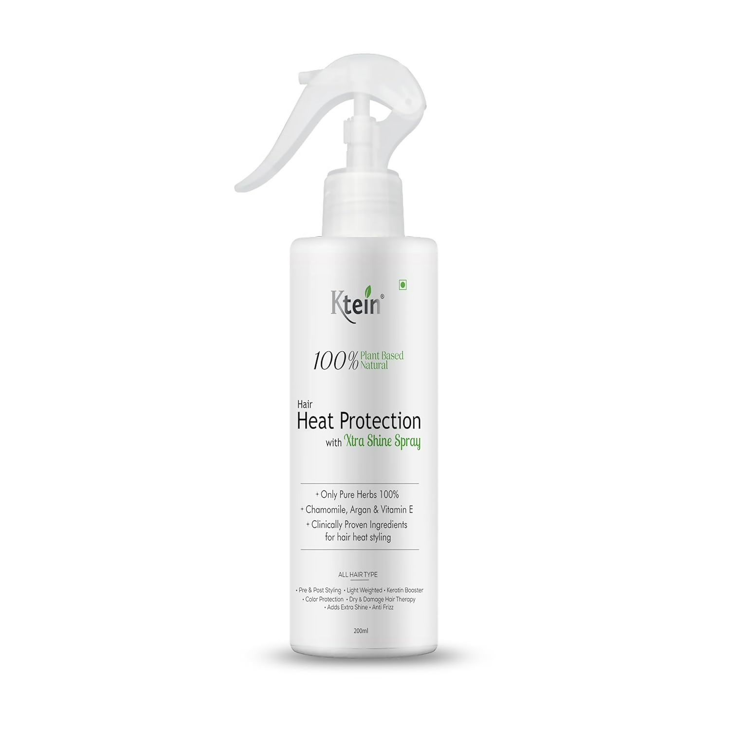 ktein 100% Plant Based Natural Hair Heat Protection with Xtra Shine Spray Hair Spray - Distacart