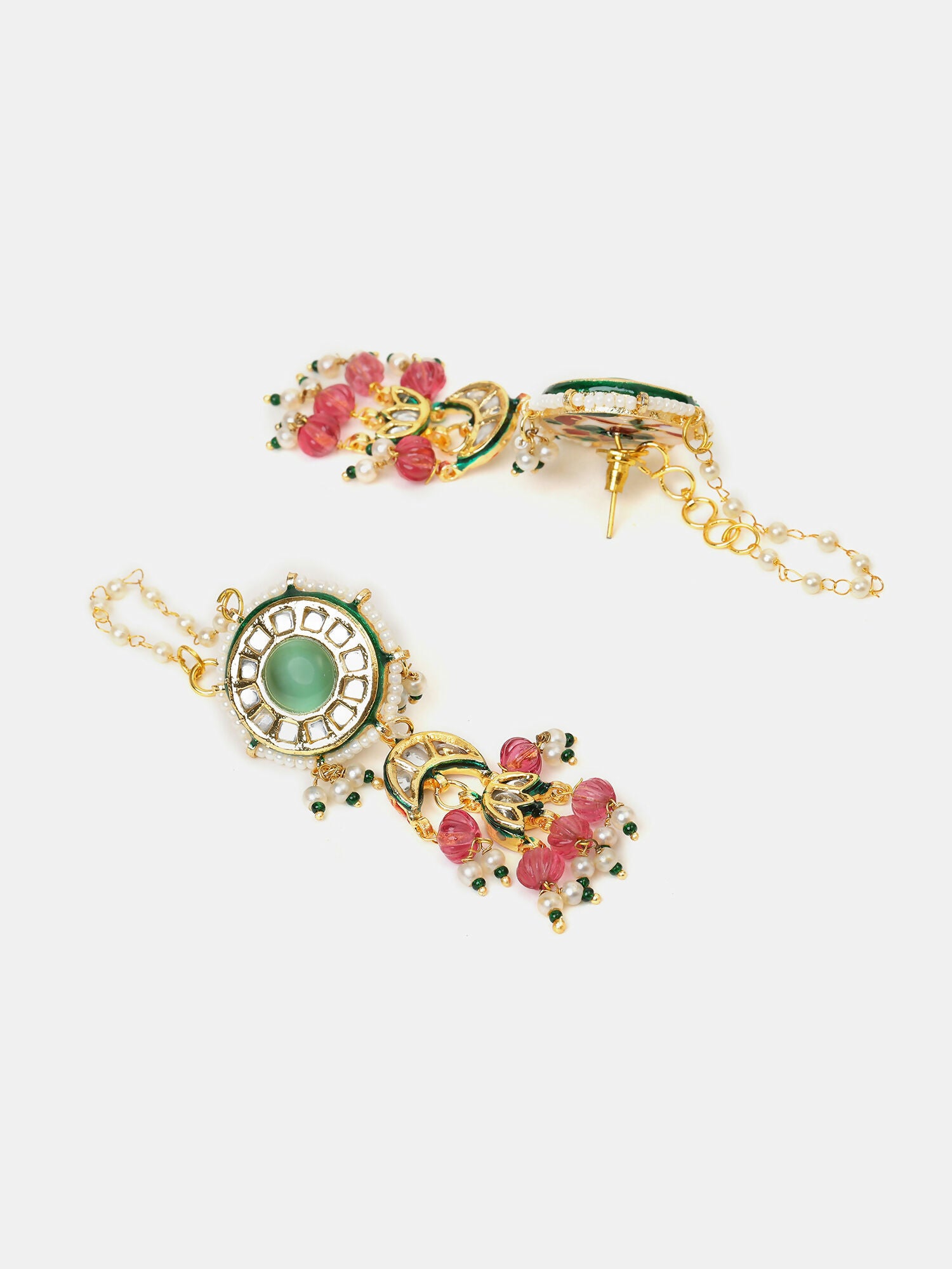 Ruby Raang Kundan Emerald Bloom Necklace With Matching Earrings - Distacart