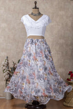 Thumbnail for Preksha Creation Indian Festive Georgette Digital Print Women Lehenga Choli And Crop Top - White - Distacart