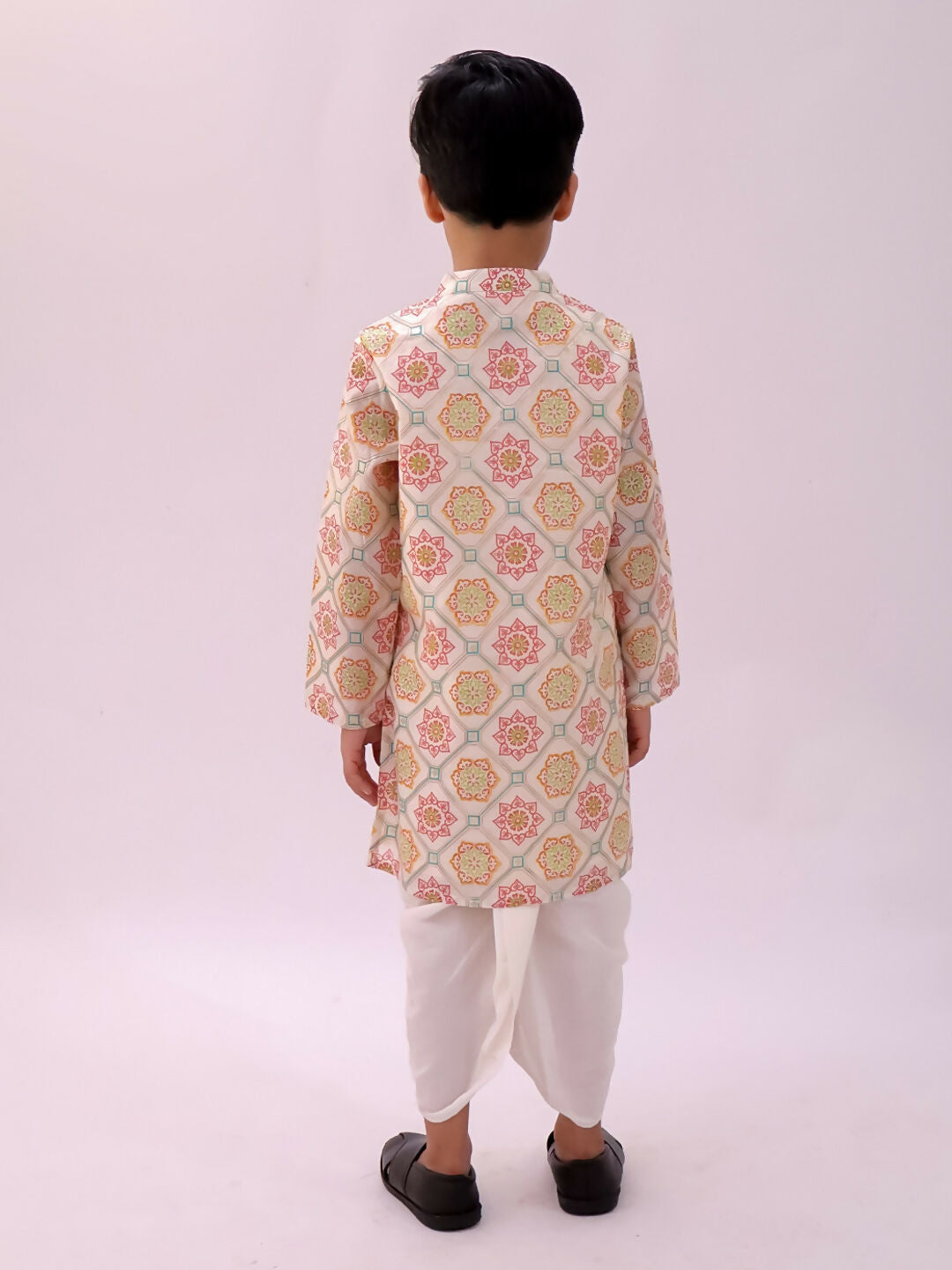 Lil Drama Mishti Off White Kurta Dhoti Set For Boys