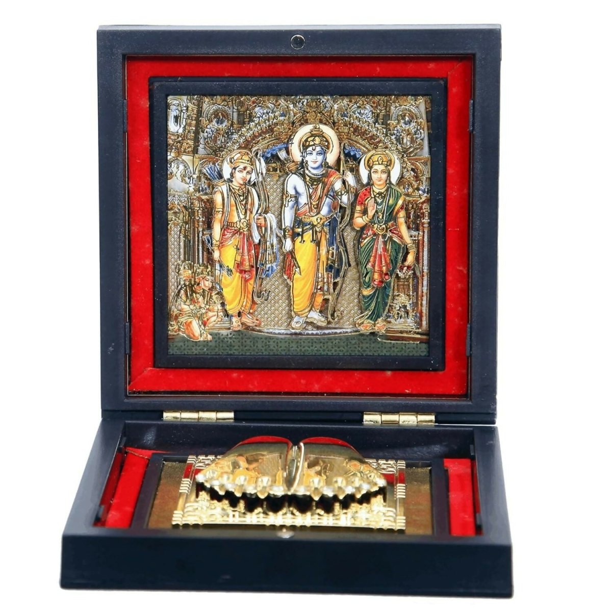 AncientlRam Darbar Pocket Temple Box With Charan Paduka Square Shaped, Gold Plated - Distacart