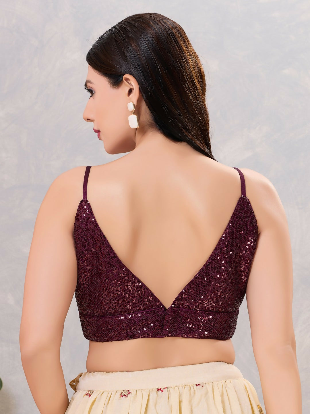 Joban Fashion Women Sequin Dark-Maroon Stitched Blouse - Distacart