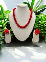 Thumbnail for Inhanns Noor-E-Jalwa – Handmade Crystal Bead Necklace / Necklace With Earrings -Adjustable - Red - Distacart