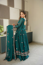 Thumbnail for Teeya Creation Rama Color Heavy Crush Silk Wedding Wear Embroidery Work Long Gown