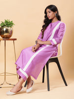 Thumbnail for BohoJazz Lucknowi Handwork with Sequin Chanderi Kurta Pant - Purple