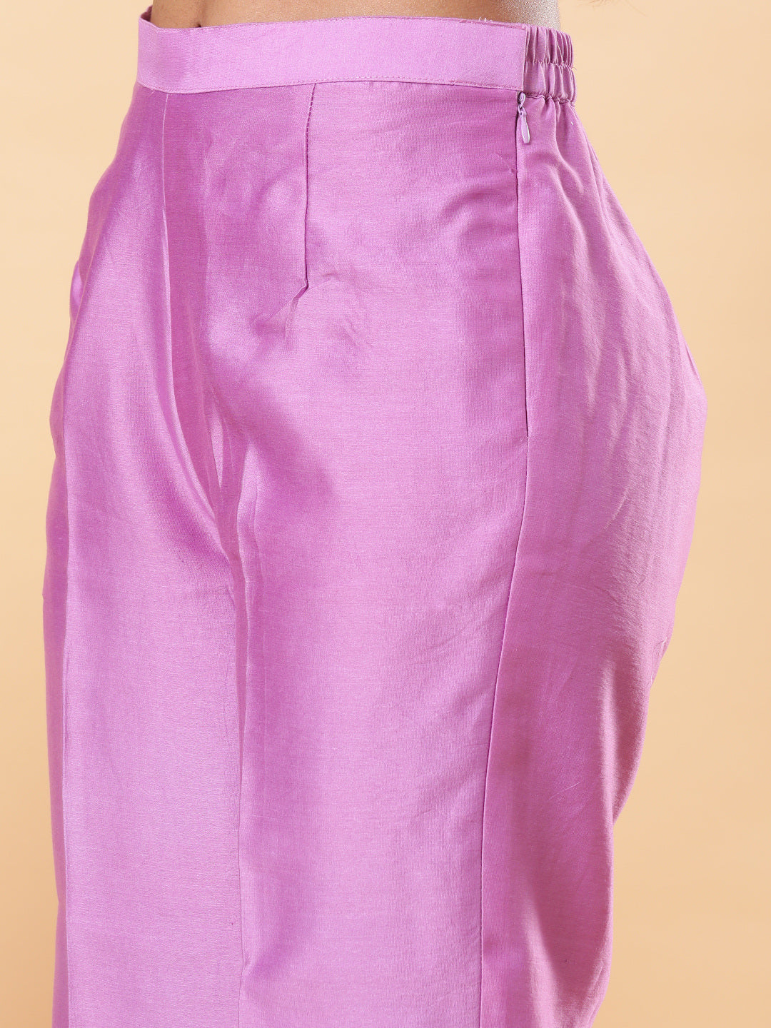 BohoJazz Lucknowi Handwork with Sequin Chanderi Kurta Pant - Purple