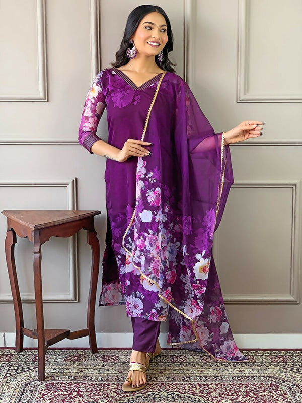 Partywear Designer Tebby Wine Stitched Suit With Dupatta - Tanisha - Distacart