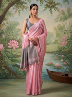 Thumbnail for Shree Shyam Fashion Light Pink Tissue Silk Saree - Distacart