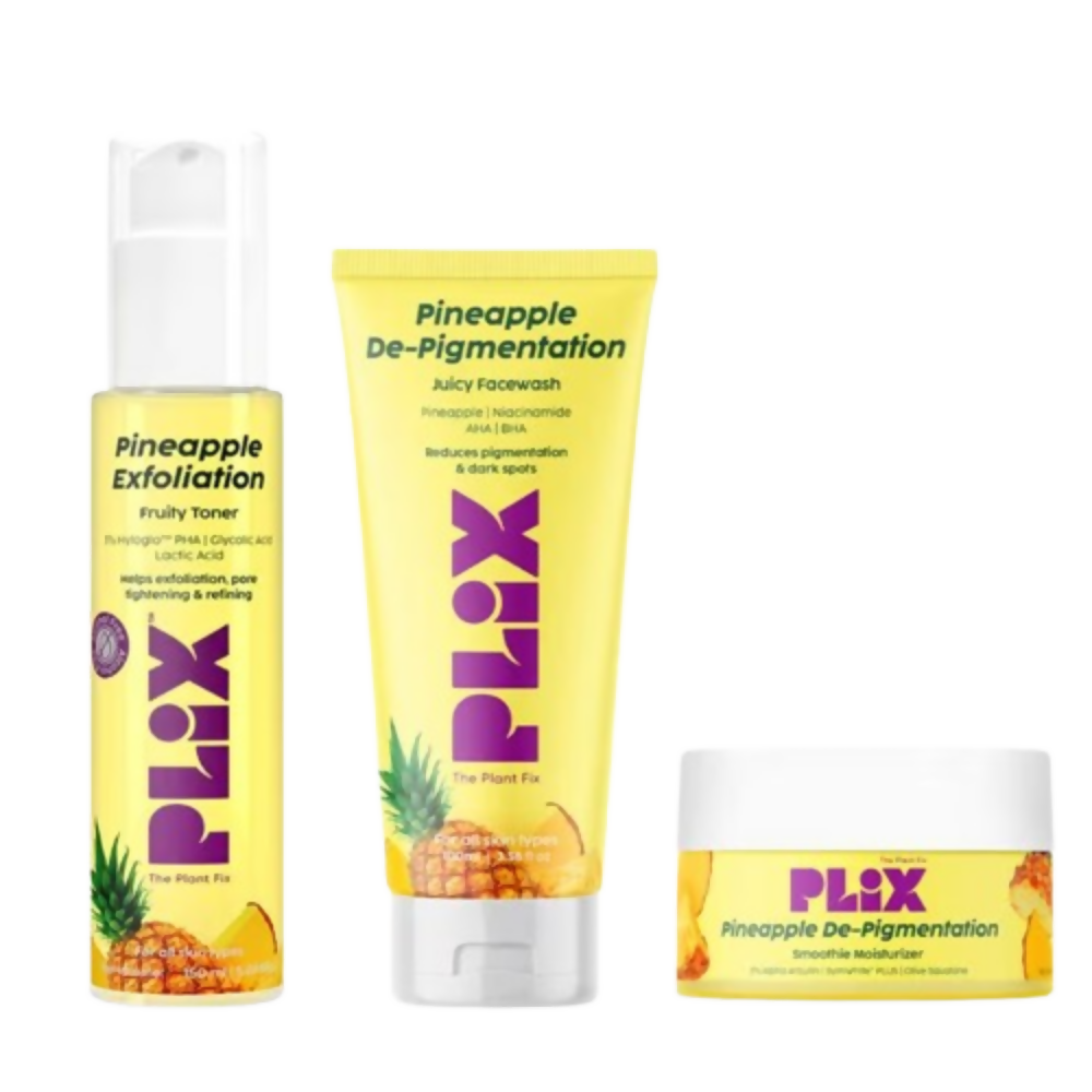 PLIX The Plant Fix Pineapple Depigmentation Regime With Toner, Cleanser & Moisturizer - Distacart