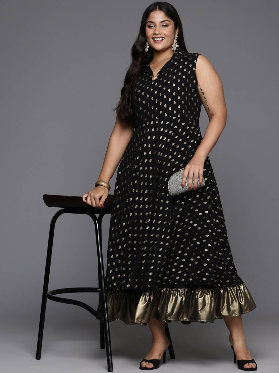 Ahalyaa Women's Traditional wear Ethnic Dress - Black - Distacart