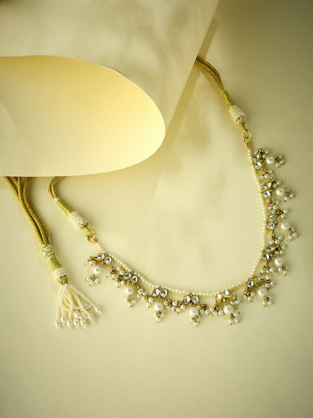 Nuyug 22K Gold-Plated Kundan & Pearl Studded Matha Patti Head Jewellery