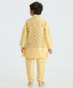 Thumbnail for Joban Fashion Kids Island Elegant Box Sequence work Nehru Jacket Full Sleeves Kurta, Pyjama Set - Golden - Distacart