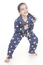 Thumbnail for Breathables Kids Cotton Night Suit – Blue Panda Print Shirt & Pyjama Co-Ord Set For Boys & Girls - Dista