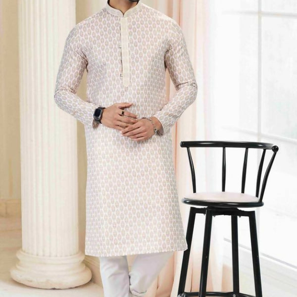 Raivat Ethnic Cotton Thread Work Kurta Pajama In Yellow Colour - Dista