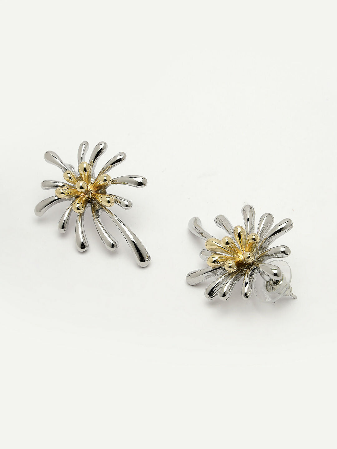 NVR Women's Set of 2 Silver & Gold Brass-Plated Floral Shape Drop Earrings - Distacart