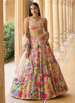 Thumbnail for Jyoti Fashion Multicolor Thread & 5mm Sequence Embroidery Georgette Lehenga Choli with Dupatta - Distacart