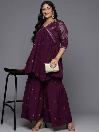 Ahalyaa Women's Traditional Wear Co-ords - Burgundy - Distacart