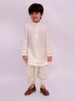 Thumbnail for Lil Drama Mishti White Kurta Dhoti and Jacket For Boys