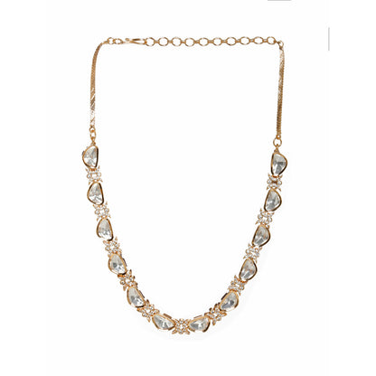 Kundan and Daimond Neckpiece (Gold) - Ruby Raang - Distacart