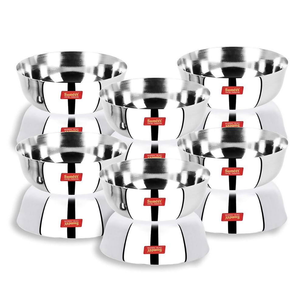 Sumeet Stainless Steel Heavy Gauge Solid Bowl Wati Set with Mirror Finish - Dista