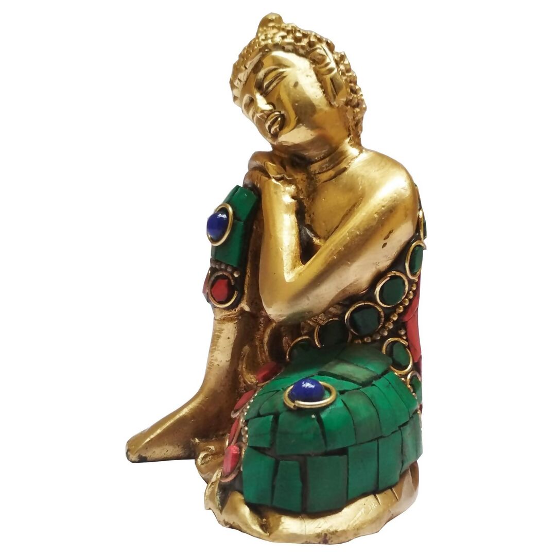 Purpledip Brass Resting Buddha Idol - Distacart