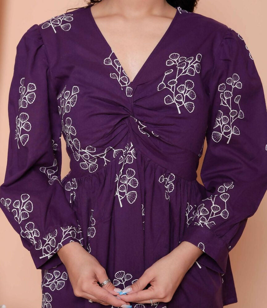 Miravan Womens Cotton Butterfly Style Floral Print V-Neck Top - Distacart