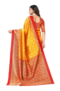 Thumbnail for Vamika Yellow Printed Art Silk Saree - Distacart