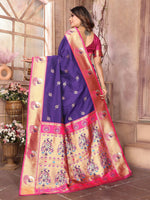 Thumbnail for Joban Fashion Paithani Purple Woven Soft Silk Saree