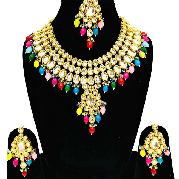 Joban Fashion Hand Made High Quality Gold Plated Base Metal Alloy Kundan Stone Studded Kundan Jewellery Set - Distacart