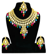 Thumbnail for Joban Fashion Hand Made High Quality Gold Plated Base Metal Alloy Kundan Stone Studded Kundan Jewellery Set - Distacart