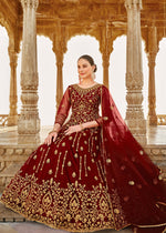 Thumbnail for Heavy Stone Embroidered Maroon Designer Anarkali Suit - Emponline - Distacart