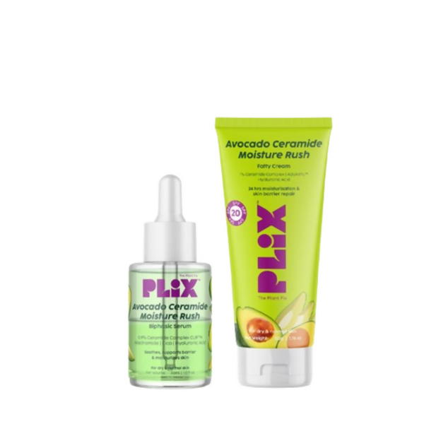 PLIX The Plant Fix Avocado Ceramide Moisture Rush Skincare Duo - Serum & Cream - Distacart