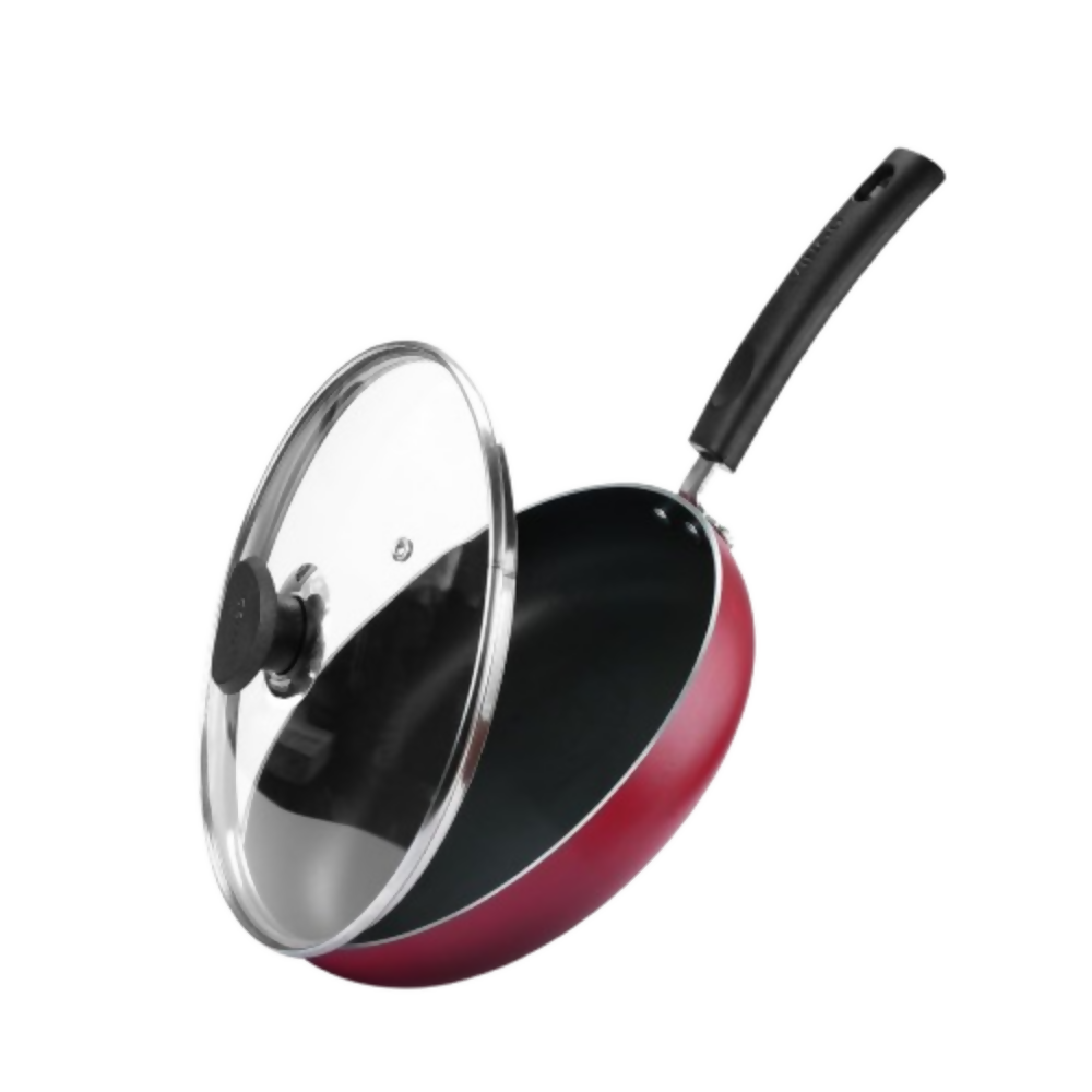 Vinod Zest Inducto Aluminium Non Stick Deep Frypan with Glass Lid - Dista