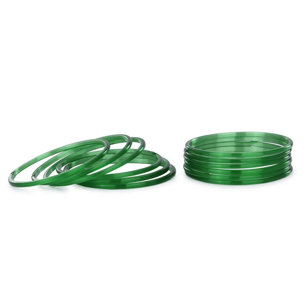 Afast Shining Green Glass Wedding, Party, Daily Use Bangle Set, Set Of 12 - Distacart