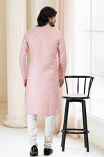 Thumbnail for Raivat Ethnic Cotton Thread Work Kurta Pajama In Peach Colour - Dista