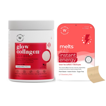 Wellbeing Nutrition Glow Korean Marine Collagen Peptides & Melts Instant Energy Oral Strips Combo - Distacart