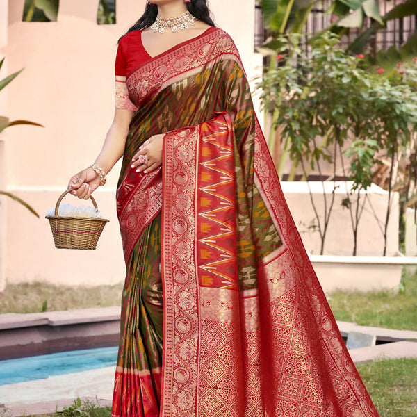 Shree Shyam Fashion Mehndi Pochampally Silk Saree - Distacart