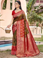 Thumbnail for Shree Shyam Fashion Mehndi Pochampally Silk Saree - Distacart