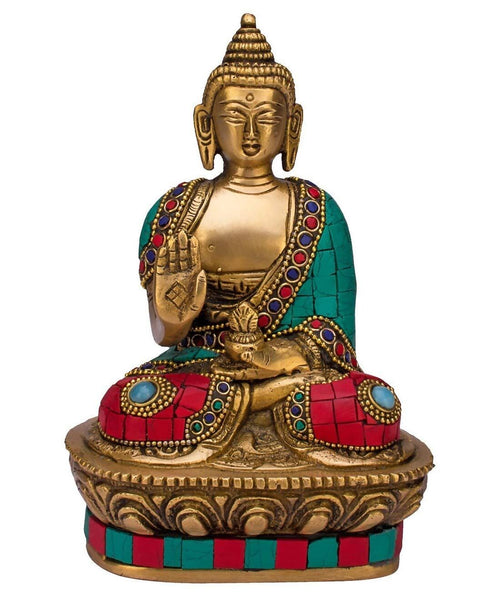 Artvarko Brass Buddha Vitarka Statue Multicolor - Distacart