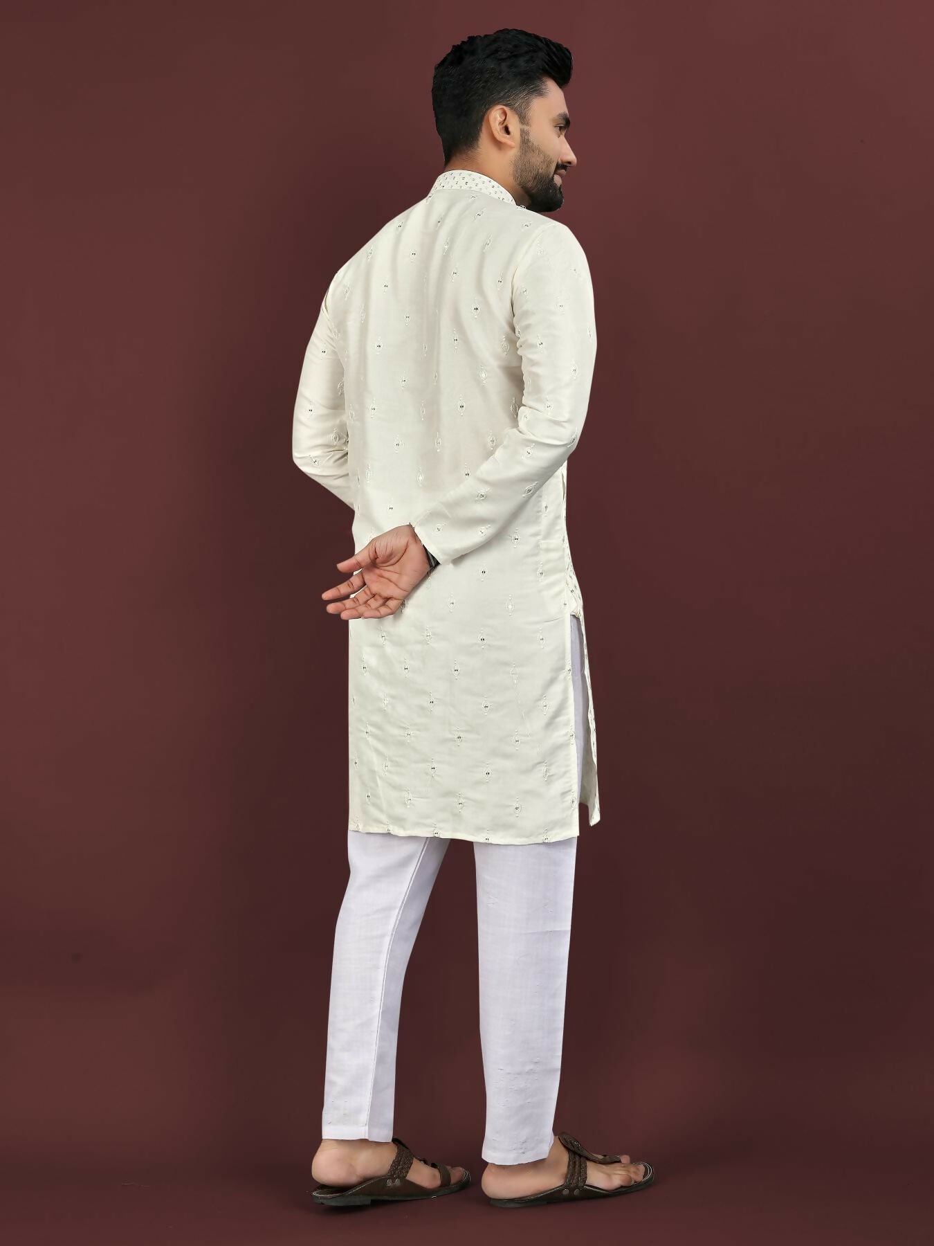 Anaita White Embroidered Silk Straight Kurta - Distacart