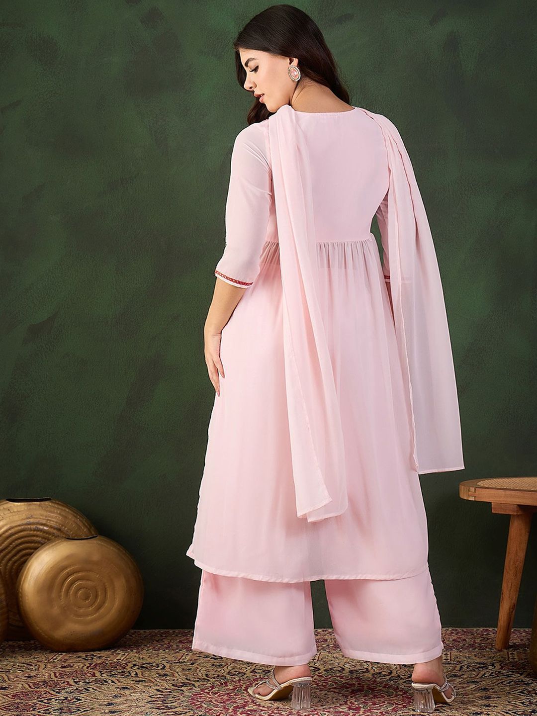 Sangria Embroidered Kurta, Palazzo With Dupatta