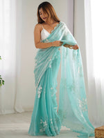 Thumbnail for Mitera Floral Embroidered Silk Blend Saree - Distacart