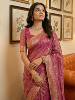Thumbnail for Shree Shyam Fashion Wine Tissue Silk Saree - Distacart