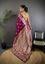 Thumbnail for Joban Fashion Meenakari Maroon Woven Soft Silk Saree